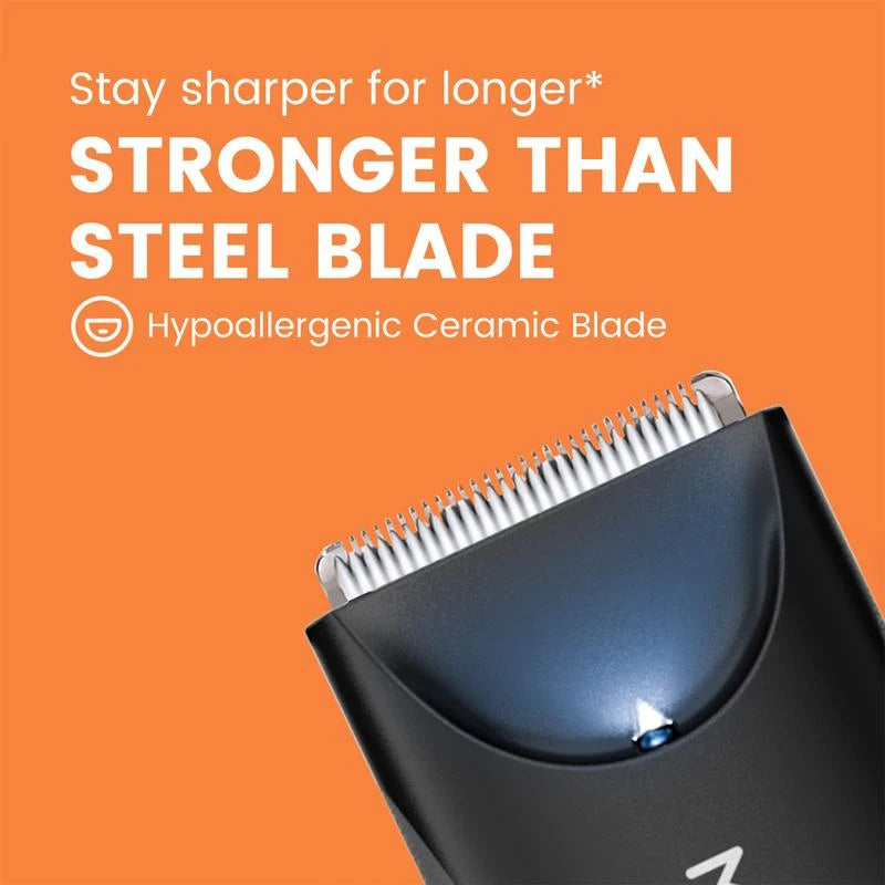 MANSPOT Manscape Body Hair Trimmer for Men Ball Trimmer Groin Hair Trimmer Dual Slided Waterproof Wet/Dry Pubic Hair Trimmer Foil Shaver Intergrated Ceramic Blade Head 90 Minutes Shaving