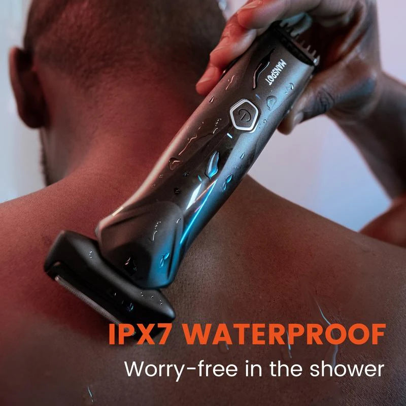 MANSPOT Manscape Body Hair Trimmer for Men Ball Trimmer Groin Hair Trimmer Dual Slided Waterproof Wet/Dry Pubic Hair Trimmer Foil Shaver Intergrated Ceramic Blade Head 90 Minutes Shaving