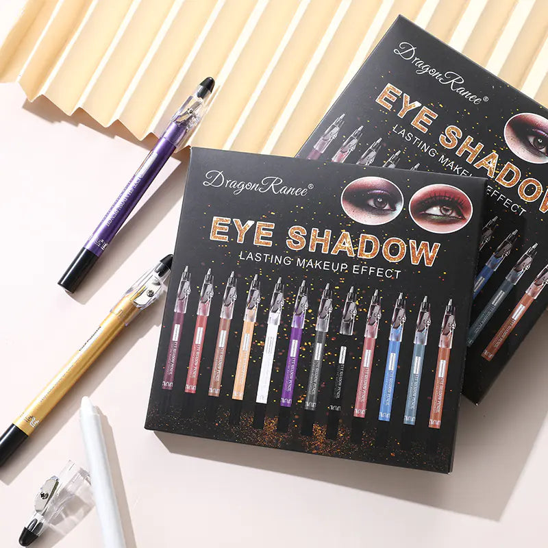12-Piece Cross-Border Eyeshadow Pencil Set with Sharpener