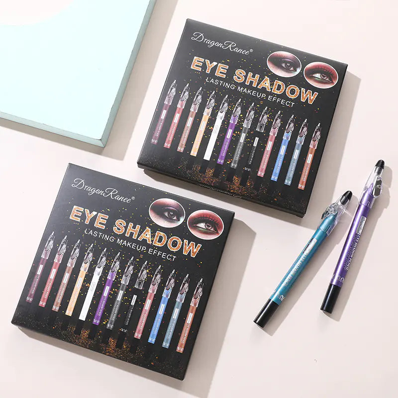 12-Piece Cross-Border Eyeshadow Pencil Set with Sharpener