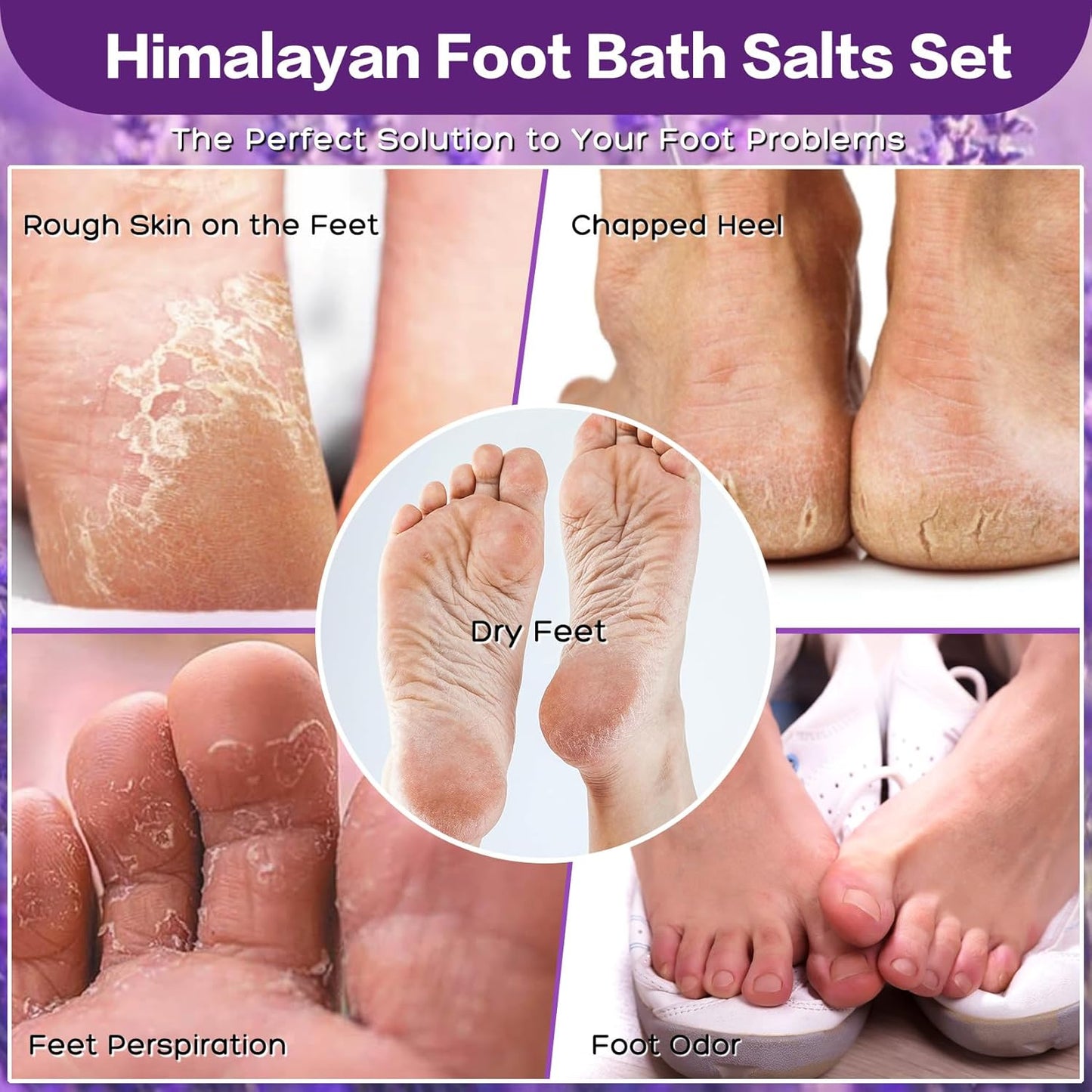 XIWEIOO Tea Tree Oil Foot Soak Stubborn Foot Odor Athletes Lavender Foot Soak with Pure Epsom Salt Soak Pedicure Salt Athletes Foot & Stubborn Foot Bath Salt Softens Calluses & Soothes Foot Care spa…