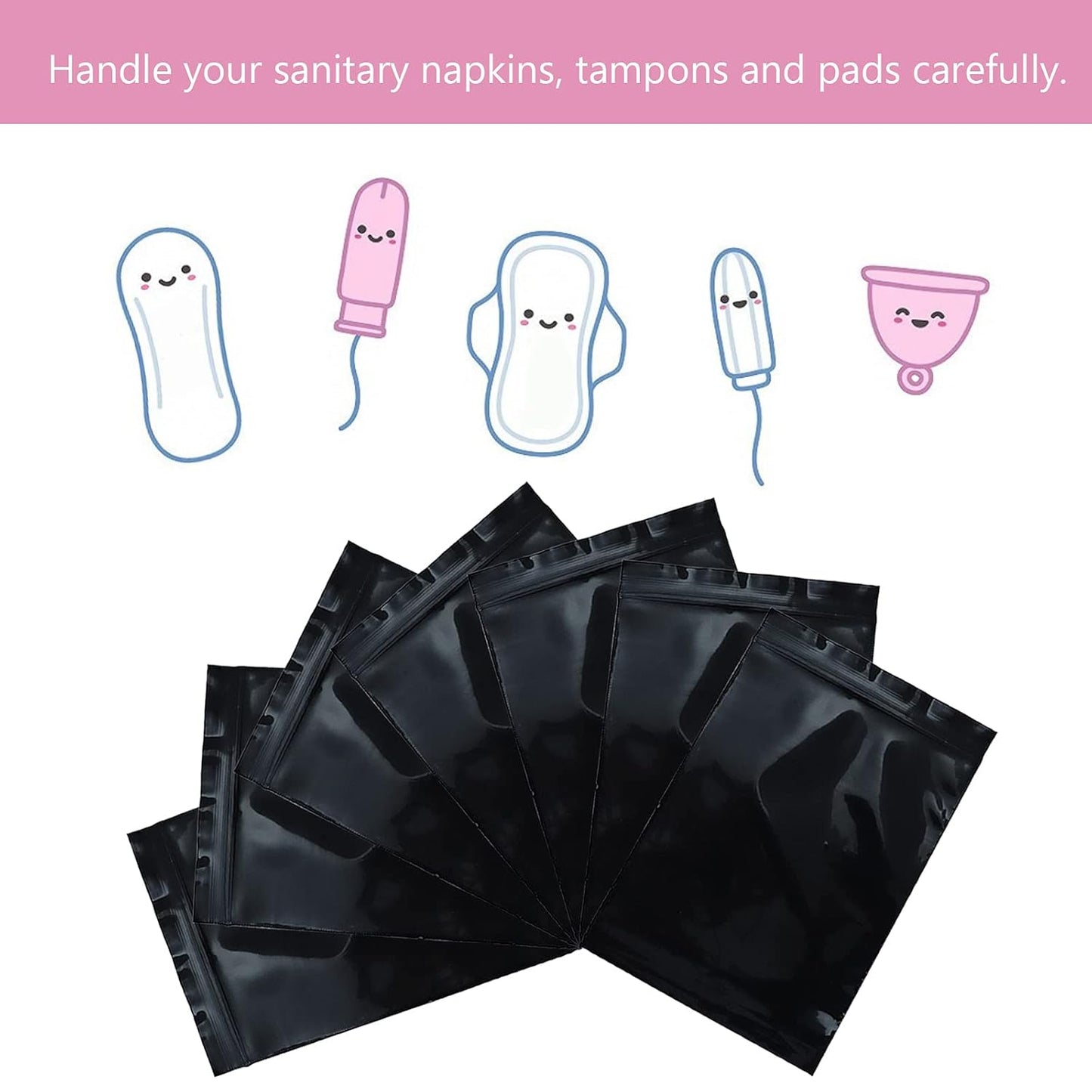 Sadocom Tampon Disposal Bags Feminine Hygiene Disposal Bags Sealable and Prevents Odours Set of 100 Pack