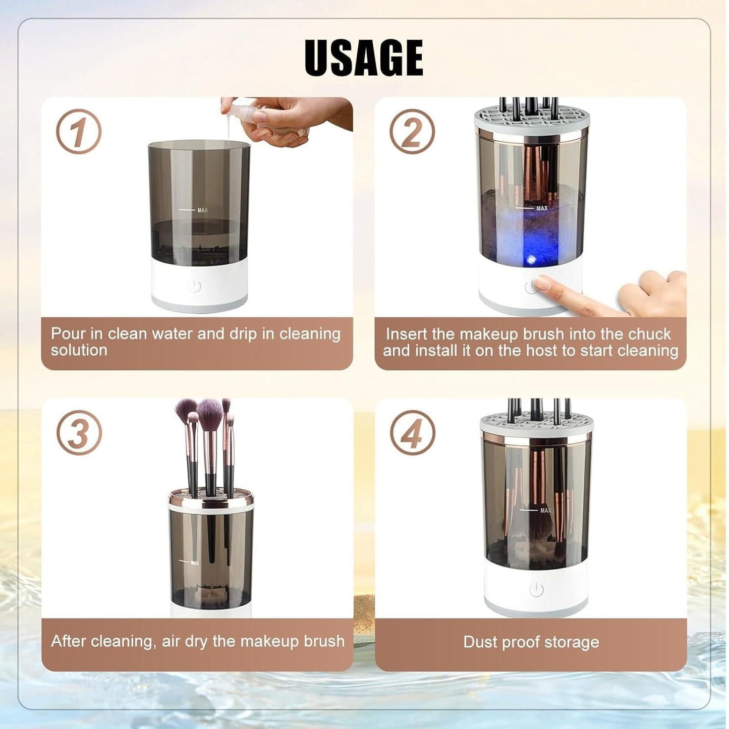 Portable Electric Makeup Brush Cleaner with USB Charging