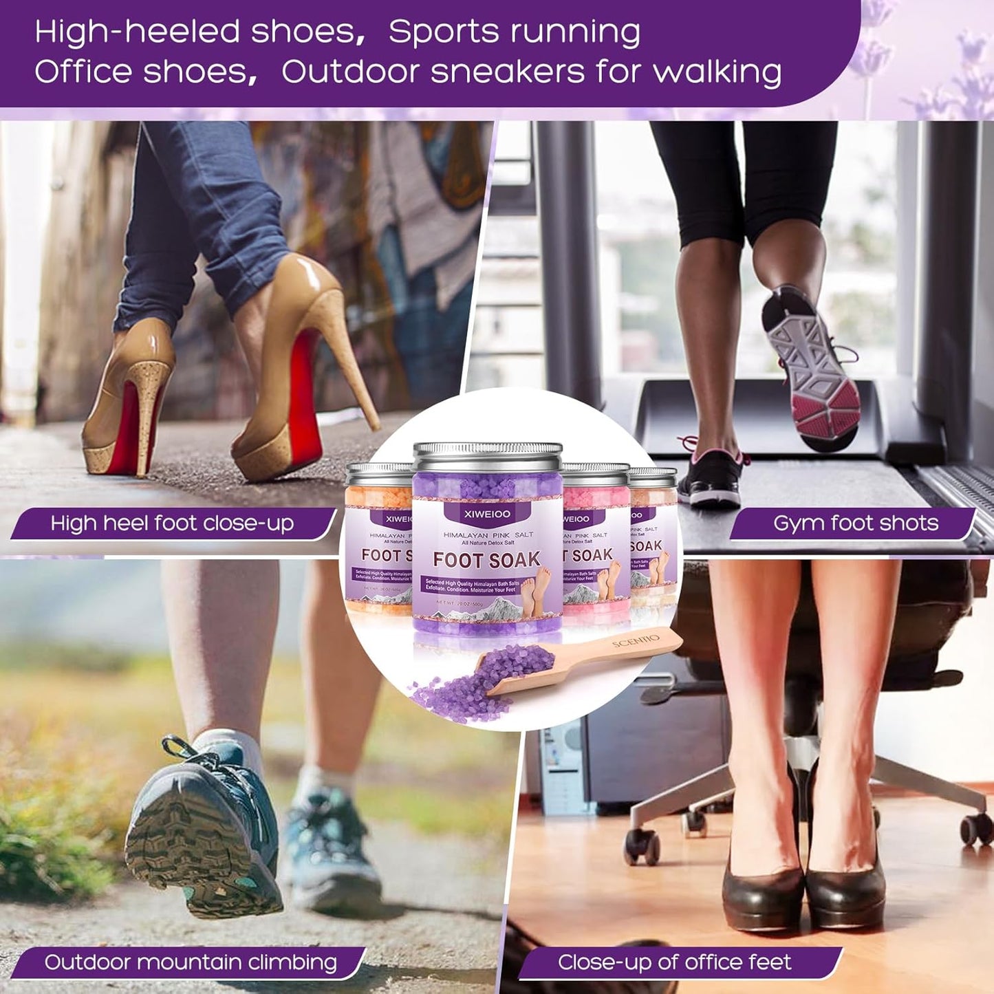 XIWEIOO Tea Tree Oil Foot Soak Stubborn Foot Odor Athletes Lavender Foot Soak with Pure Epsom Salt Soak Pedicure Salt Athletes Foot & Stubborn Foot Bath Salt Softens Calluses & Soothes Foot Care spa…