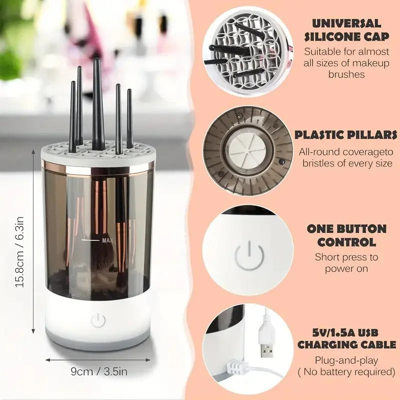 Portable Electric Makeup Brush Cleaner with USB Charging