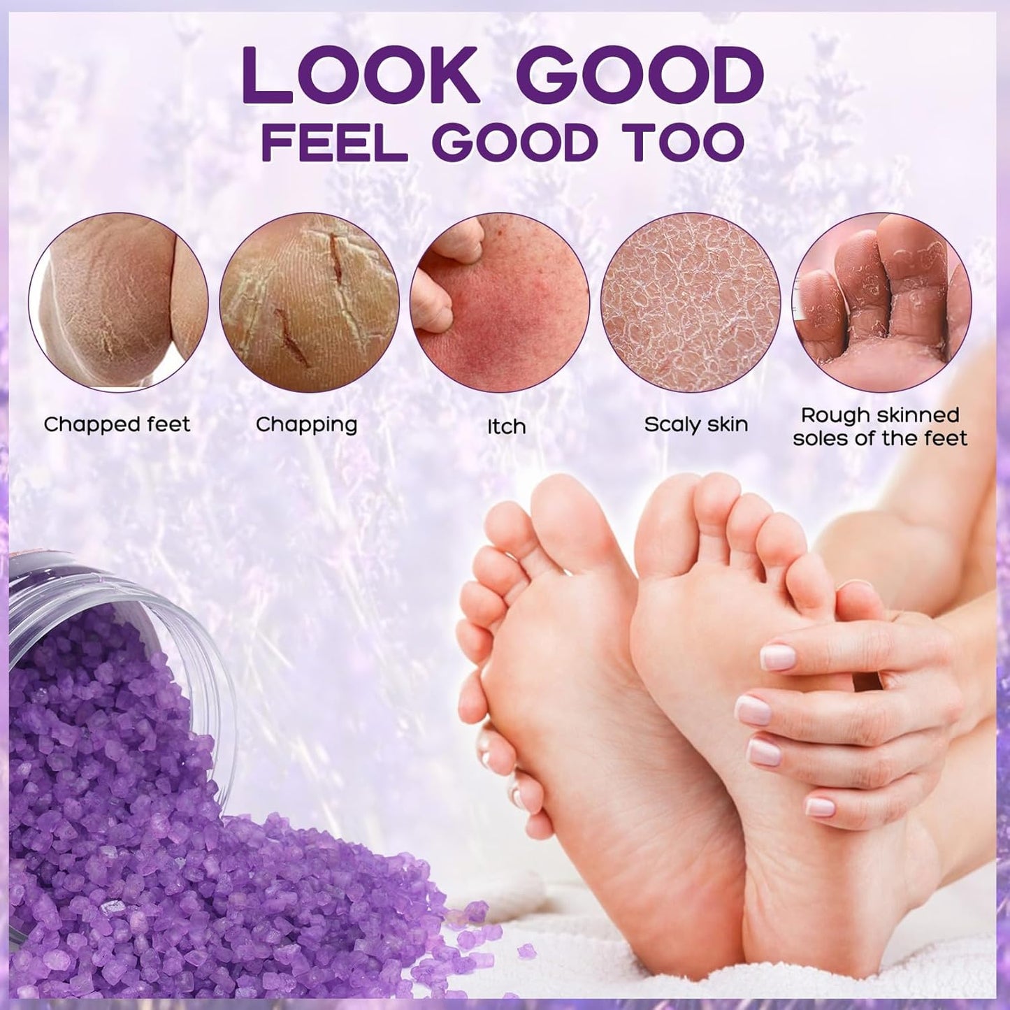 XIWEIOO Tea Tree Oil Foot Soak Stubborn Foot Odor Athletes Lavender Foot Soak with Pure Epsom Salt Soak Pedicure Salt Athletes Foot & Stubborn Foot Bath Salt Softens Calluses & Soothes Foot Care spa…